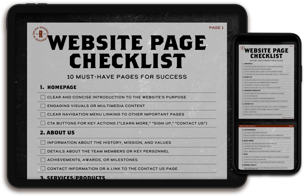 Robison Web - website checklist ipad iphone files on screens no background